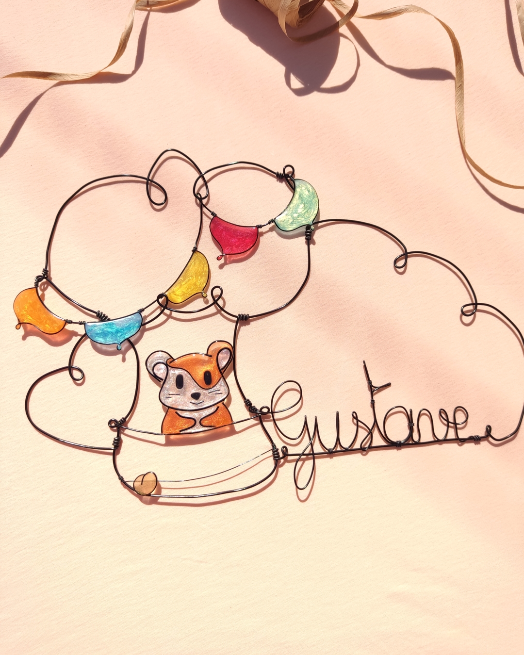 Gustave le hamster, décoration murale personalisé, prenom fil de fer keywords: cadeau naissance, naissance, bébé, deco chambre bebe, decoration chambre bebe, prénom fil de fer, résine, cadeau personalise, décoration unique, decoration artisanale, creatrice francaise, decoration murale, cadeaux noel, cadeau baptême, gustave le hamster, Abricotte, hamster, décoration de porte, préparer l’arrivée de bebe, idee cadeaux naissance, idee cadeau originale, cadeau bebe personnalise avec prenom, cadeau bebe personnalise garcon, cadeau naissance personnalisé France, cadeau naissance personnalisé garçon, déco hamster bébé, deco hamster bebe garcon, prenom fil de fer, déco chambre mignonne,